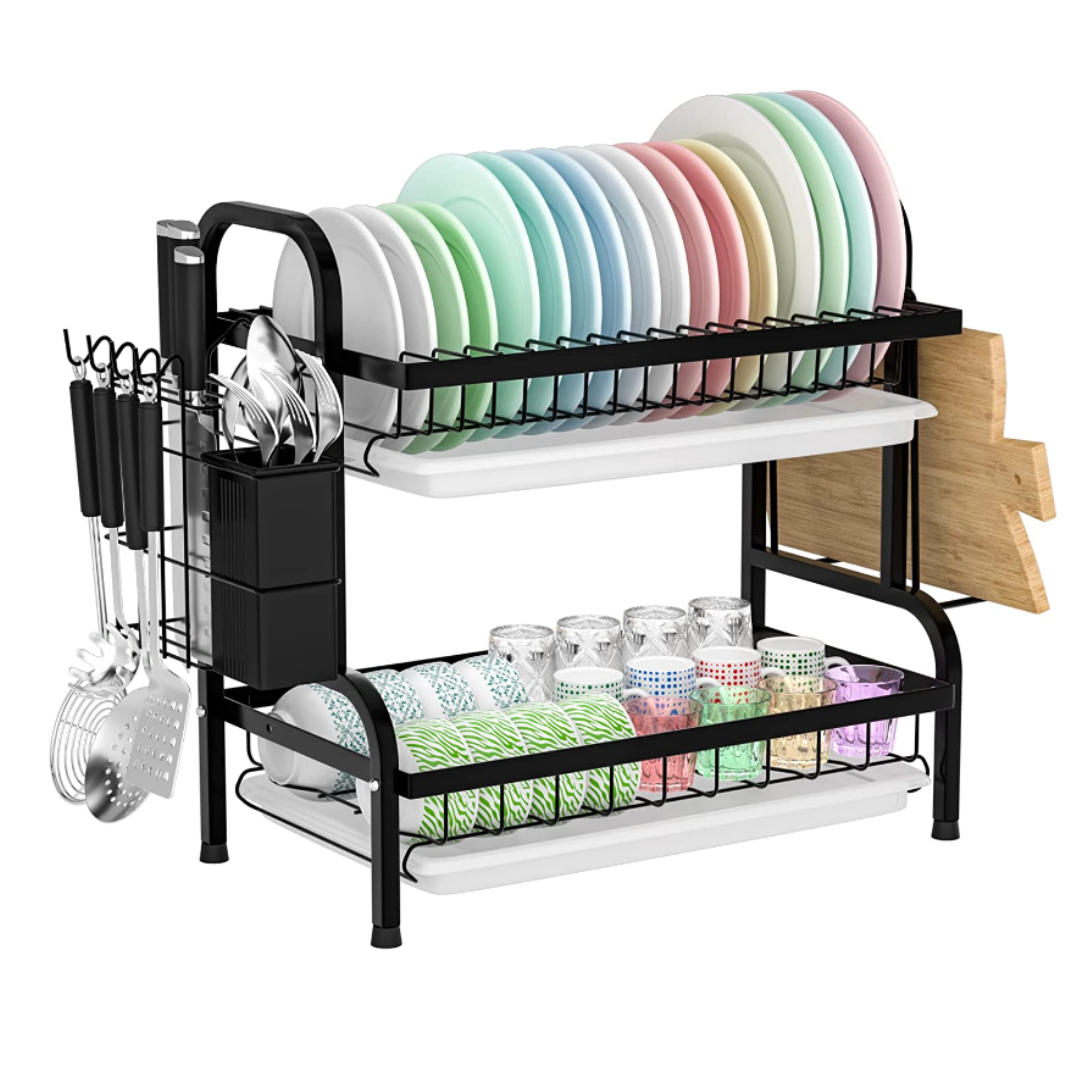 Suport Vase cu 2 Nivele Negru - Organizator Bucatarie Modern si Elegant