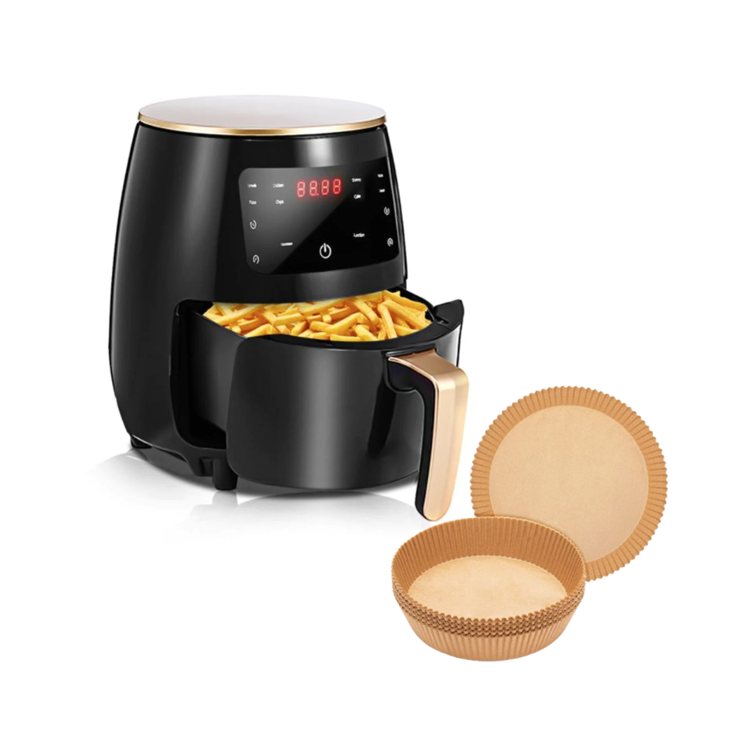 Friteuza cu Aer Cald 2400W + Set 100 Hartii de Copt