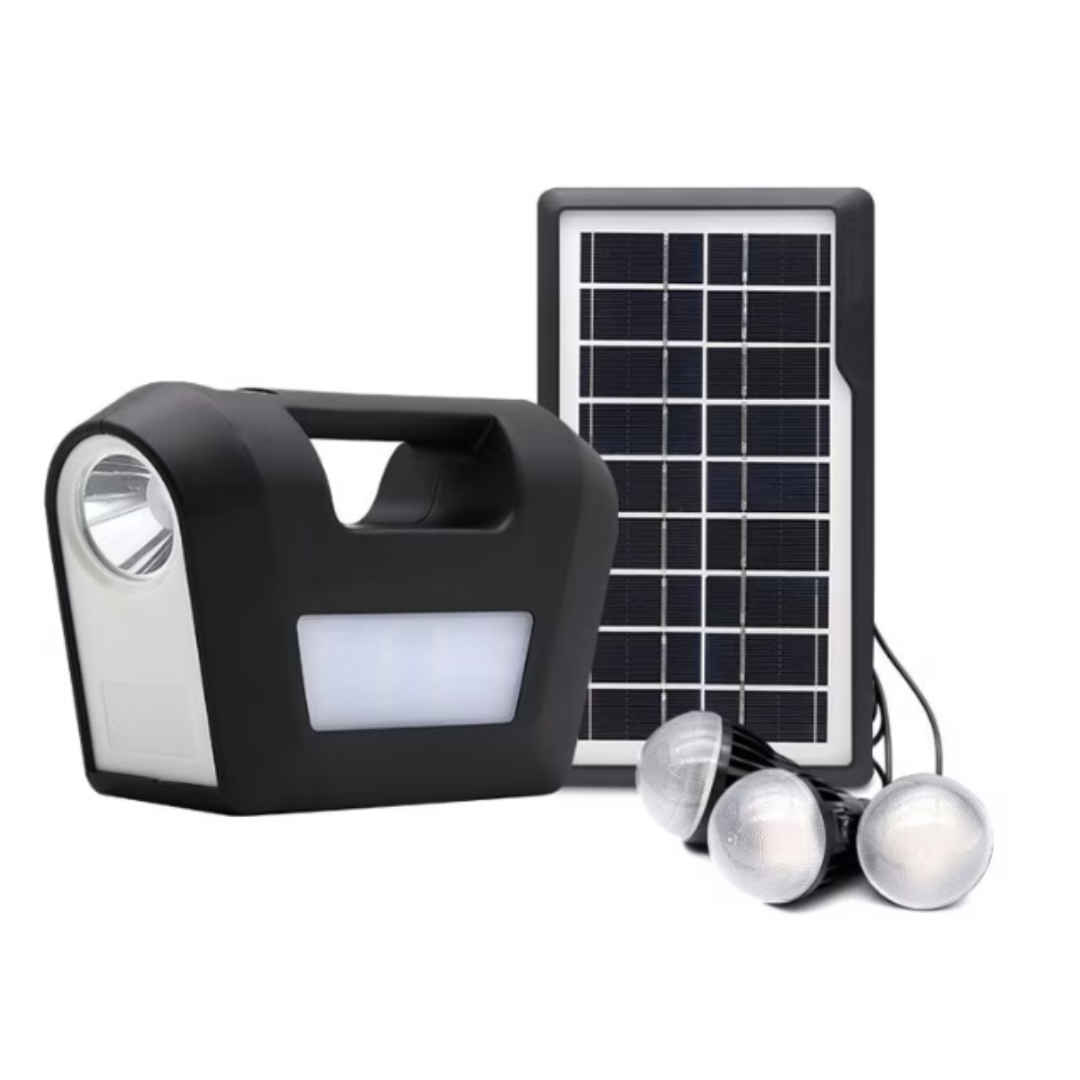 Set Panou Solar GDLITE 16Li - Kit Complet cu 3 Becuri LED, Lanterna si Incarcator USB pentru Camping