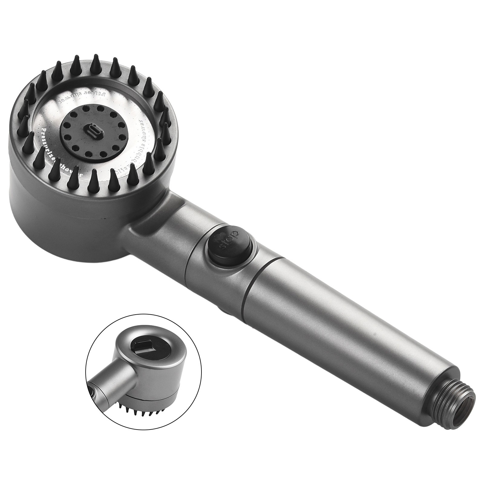 Para de dus Turbo Shower cu 3 functii de presiune, periuta incorporata si filtru de apa
