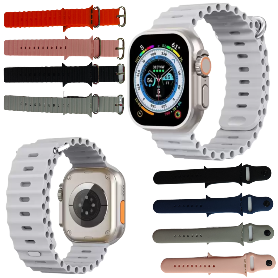 Ceas Inteligent Ultra Plus cu 8 Curele Interschimbabile - Set Complet Smartwatch
