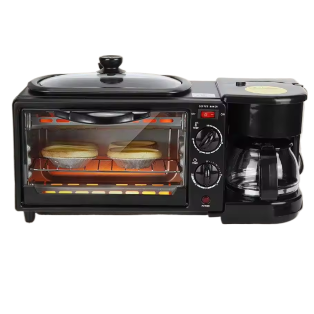Aparat Mic Dejun 3-in-1 Electric - Cafetiera, Prajitor Paine si Gratar Antiaderent