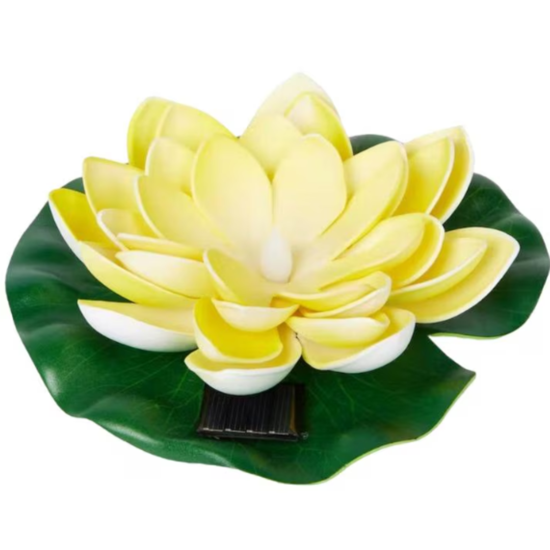 Lampa solara model floare de Nufar, 18cm, Galben/Verde