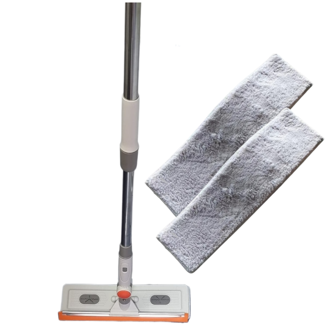 Pachet Mop Professional cu Laveta Microfibra si Racleta Silicon - Rotire 180°, Maner Telescopic + 2 Rezerve