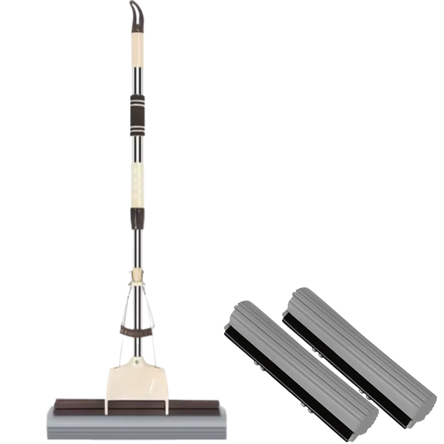 Mop PVA Super Absorbant cu Maner Telescopic si Sistem de Stoarcere + 2 Rezerve