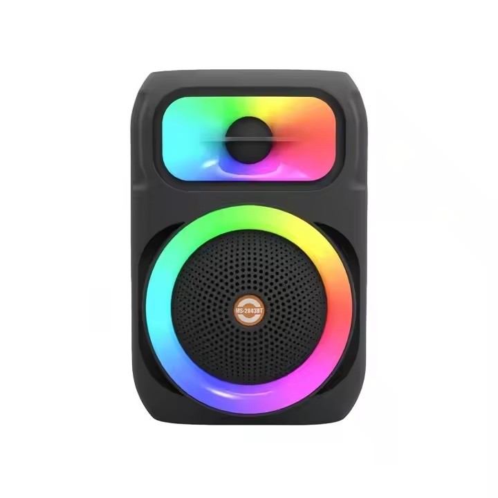 Boxa Portabila MS-2043BT cu Woofer 8 inch, Bluetooth, Lumini RGB si Microfon pentru Karaoke