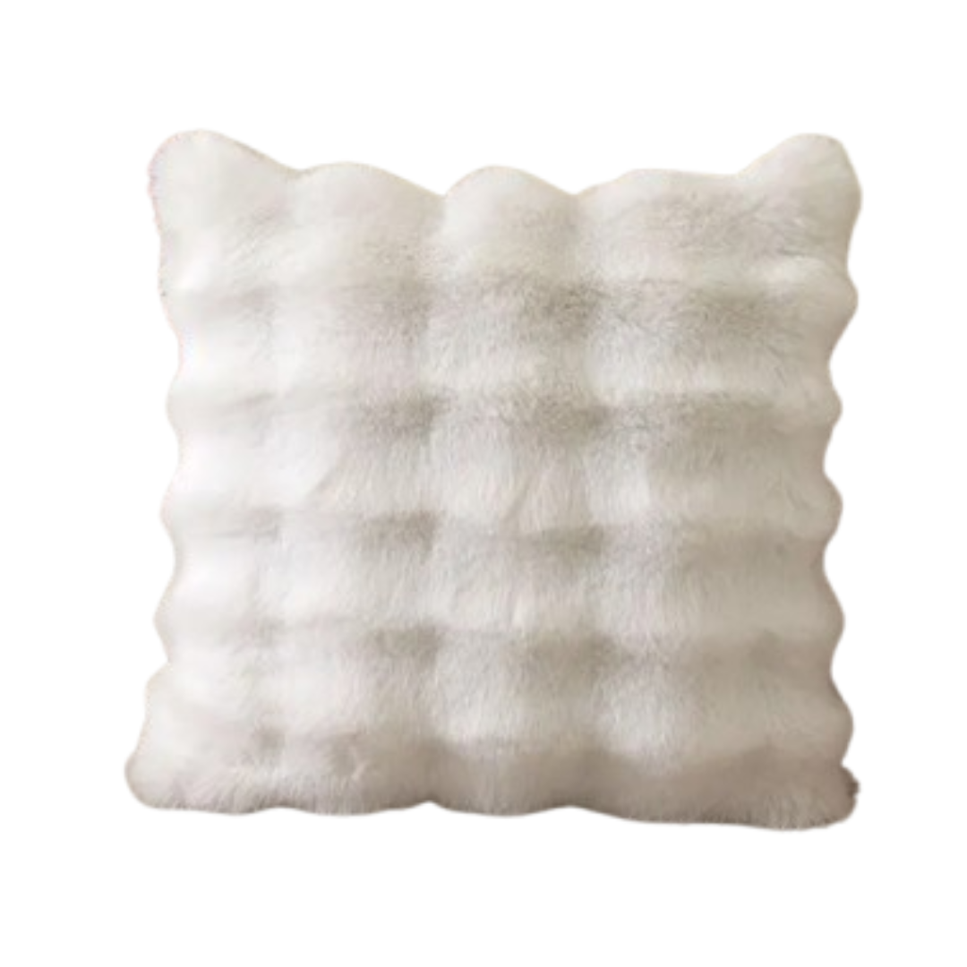 Fata de Perna Blana Artificiala 3D Bubble 45x45cm - Alb Elegant si Pufos