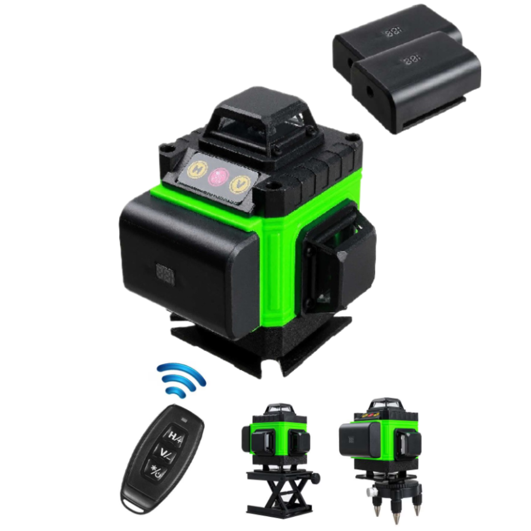 Nivela Laser 4D Verde Profesionala - 4 Fascicule 360°, Telecomanda, Baterii 4000mAh, Raza 25m, Autonivelare