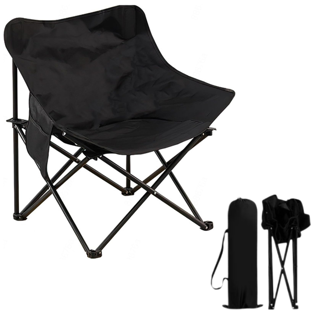 Scaun Pliabil de Camping Premium cu Spatar Inalt, Buzunar si Husa Transport - 130kg