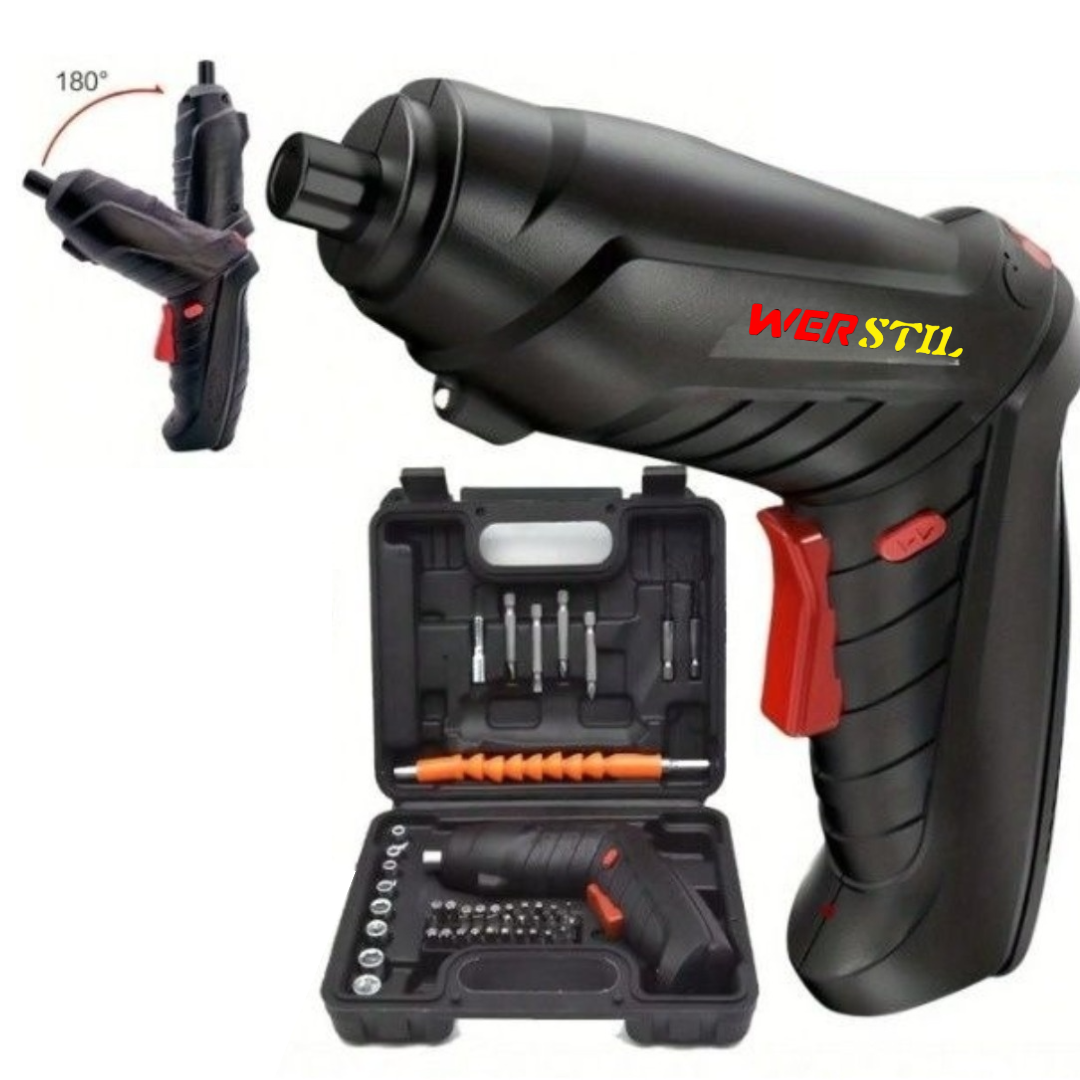 Surubelnita Electrica Portabila 3.6V cu 47 Piese - Incarcare USB, 1300mAh, Set Complet Bricolaj