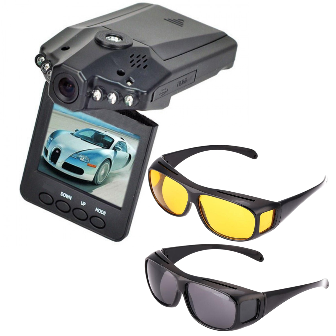 Pachet Camera Auto DVR HD 720p - Inregistrare Video de Calitate Superioara + Set Ochelari Auto Zi/Noapte 