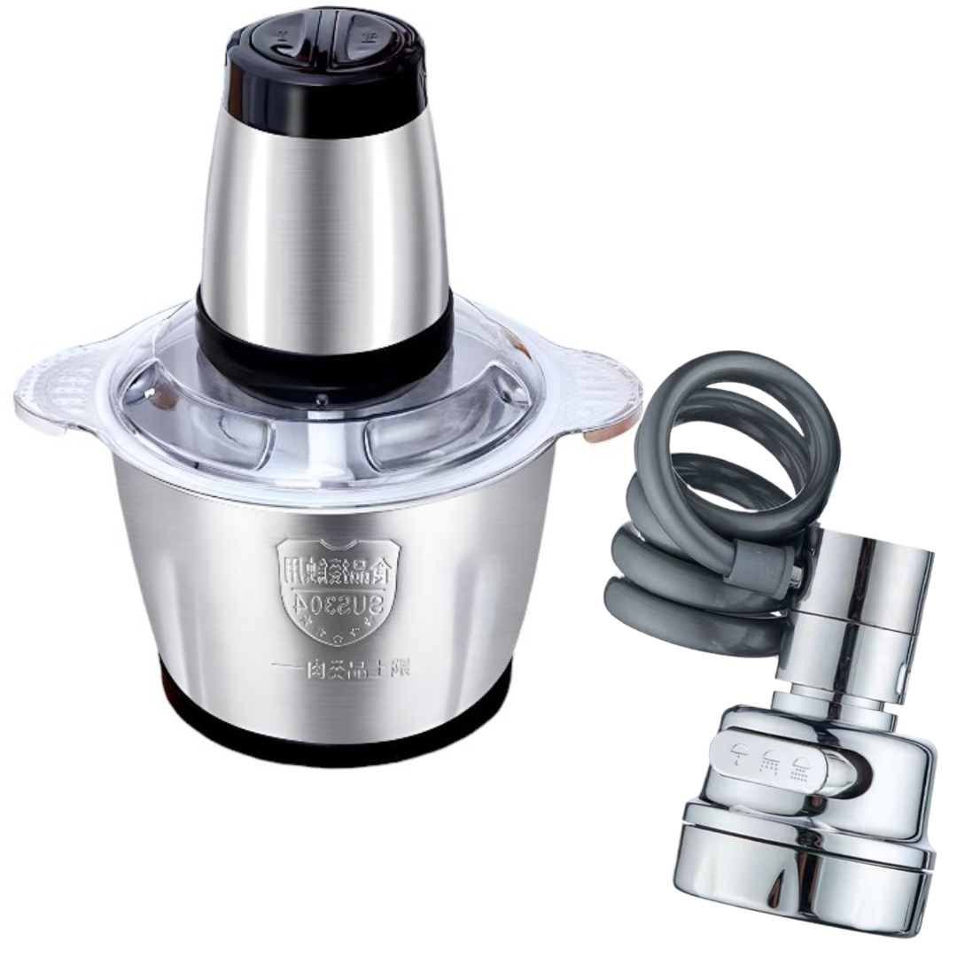 Pachet Tocator Electric Profesional 3L - Vas Inox, Motor Puternic + Extensor Flexibil Robinet Bucatarie  3 Moduri Ajustabile si Rotire 360° 