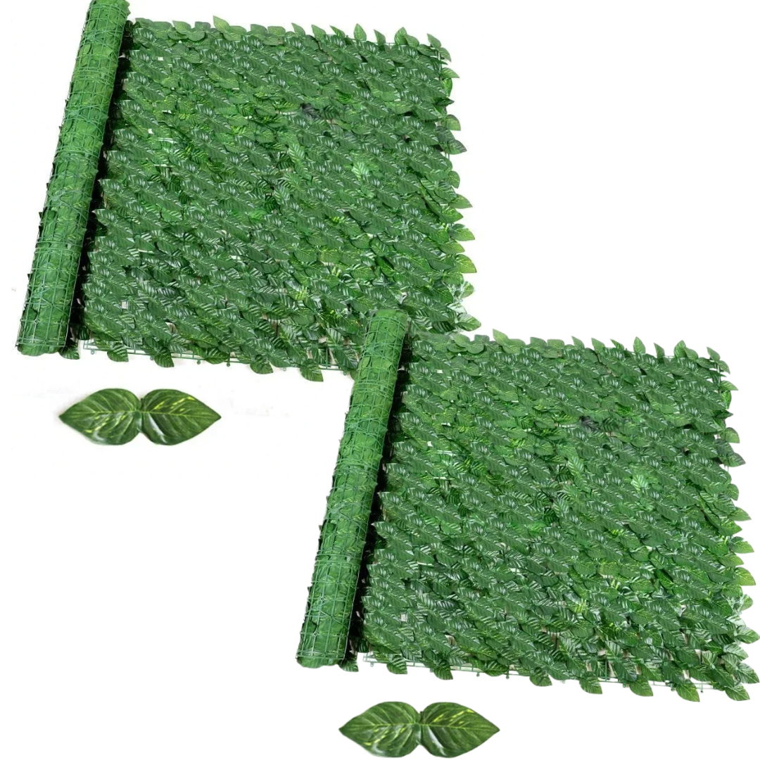 Pachet 1+1 Gard Viu Artificial cu Frunze Verzi 1x3m - Perete Verde Decorativ Interior/Exterior