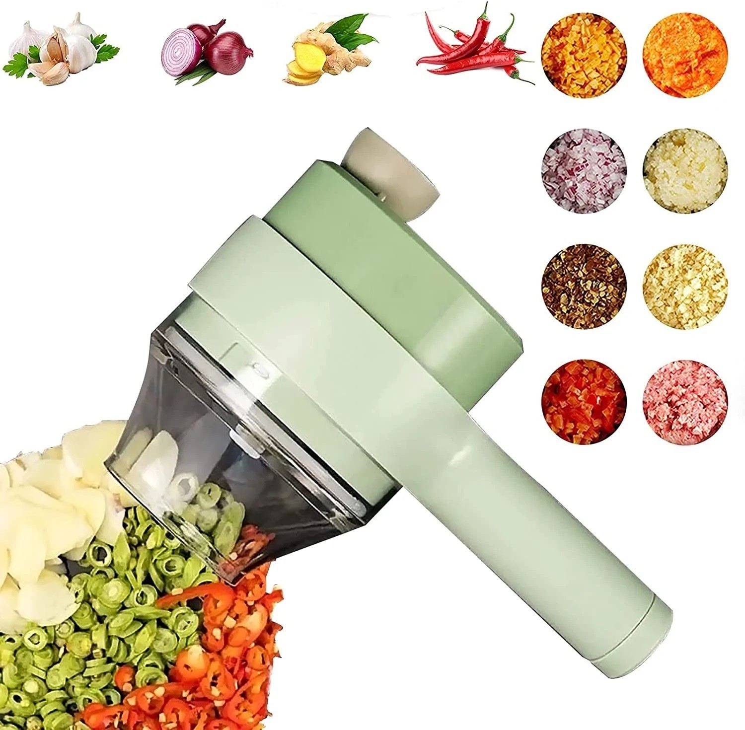 Tocator Electric Multifunctional 4 in 1 pentru Alimente si Legume - Putere Profesionala