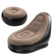 Fotoliu Gonflabil Catifelat cu Taburet - Set Relaxare Premium pentru Casa si Vacante
