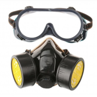 Set Ochelari de Protectie si Masca cu 2 Filtre Carbon Activ - Protectie Profesionala Vopsea si Vapori Chimici