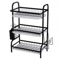 Suport Vase 3 Nivele din Otel Inoxidabil - Organizator Bucatarie 61x23.5x42cm Negru