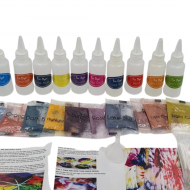 Set Creativ Tie-Dye 10 Culori – Kit Complet Vopsire Tricouri si Textile