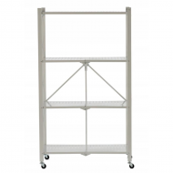 Raft metalic mobil pliabil cu 4 polite pe roti - 71.5x39x124cm - Capacitate 200kg