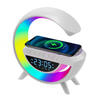 Lampa LED RGB Multifunctionala cu Incarcare Wireless, Bluetooth, Ceas si Alarma - 15W
