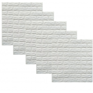 Set 5 Bucati Tapet 3D Autocolant Caramida Alba - Decorare Moderna Fara Renovare