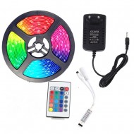 Banda LED RGB 5m cu 300 leduri si telecomanda - Impermeabila pentru interior si exterior
