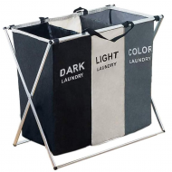 Cos de rufe cu 3 compartimente pliabil - Sortator rufe din tesatura Oxford premium cu cadru aluminiu
