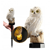 Lampa Solara Decorativa Bufnita Alba - Iluminat Gradina cu Senzor Automat