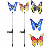 Set 2 Decoratiuni Solare LED cu Fibra Optica - Model Fluturi pentru Gradina