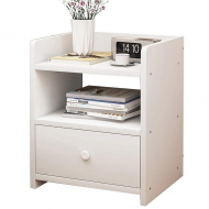 Noptiera alba minimalista PAL cu sertar si raft - Design modern compact