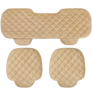 Set 3 Huse Auto Premium cu Buzunare - Scaune Fata si Bancheta, Crem, Material Antiderapant