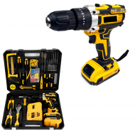 Kit Bormasina cu Percutie si 2 Acumulatori - Set Complet cu Statie Incarcare si Accesorii Premium