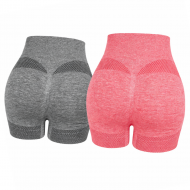 Pachet 1+1 Pantaloni Scurti Yoga Fara Cusaturi - Talie Inalta cu Efect Push-Up si Uscare Rapida	