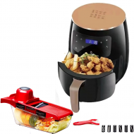 Pachet Bucatarie Completa- Air Fryer 6L 2400W cu Display Digital + Razatoare Multifunctionala 6 in 1 pentru legume si fructe