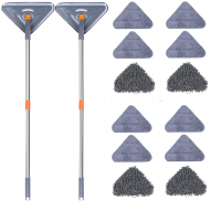 Pachet 1+1 Mop Triunghiular Extensibil Multifunctional - 6 Lavete, Racleta, Extensie 2.5m