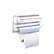 Suport perete triplu dispenser bucatarie - rola prosoape hartie, folie alimentara si aluminiu