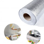 Folie Autoadeziva Argintie Bucatarie 60x300cm - Protectie Premium Blaturi si Design Modern