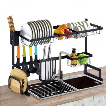 Suport Scurgator Extensibil pentru Vase - Organizator Multifunctional pentru Bucatarie din Otel Inoxidabil