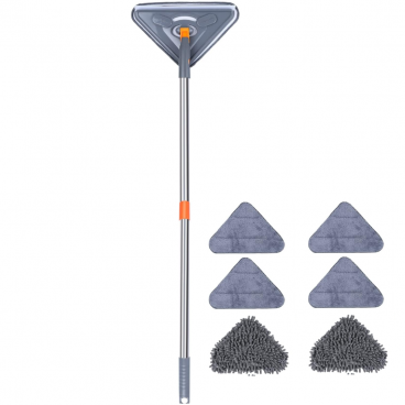 Mop Triunghiular Extensibil Multifunctional - 6 Lavete, Racleta, Extensie 2.5m