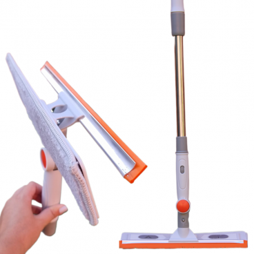 Mop Multifunctional cu Microfibra si Racleta Silicon - Rotire 180° si Maner Telescopic