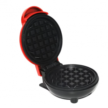 Mini aparat electric pentru gofre si vafe cu placi antiaderente - Design compact rosu