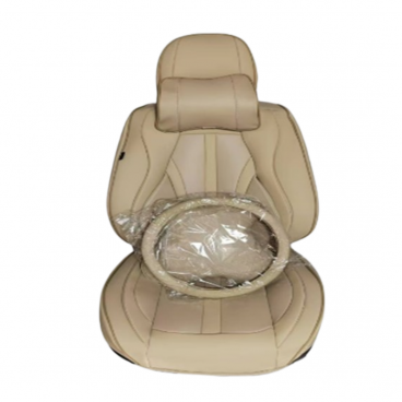 Set Complet Huse Auto Universale Bej - Scaune Fata/Spate + Volan + Tetiere