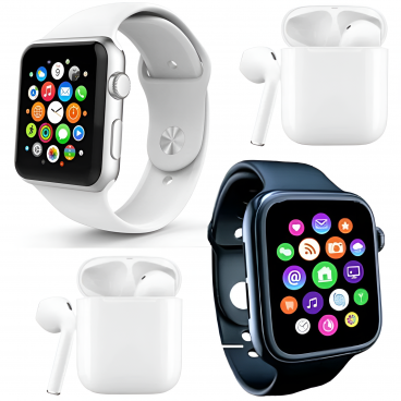 Set Promo 1+1 Ceas Inteligent + Casti Wireless - Ecran HD, Monitorizare Sanatate, Control Muzica