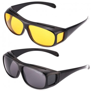 Set Ochelari Auto Zi/Noapte - Pentru Condus in Ceata si Protectie Solara